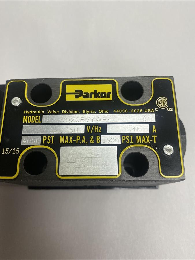 PARKER,D1VW020BVYWF4,HYDRAULIC DIRECTIONAL VALVE NOS