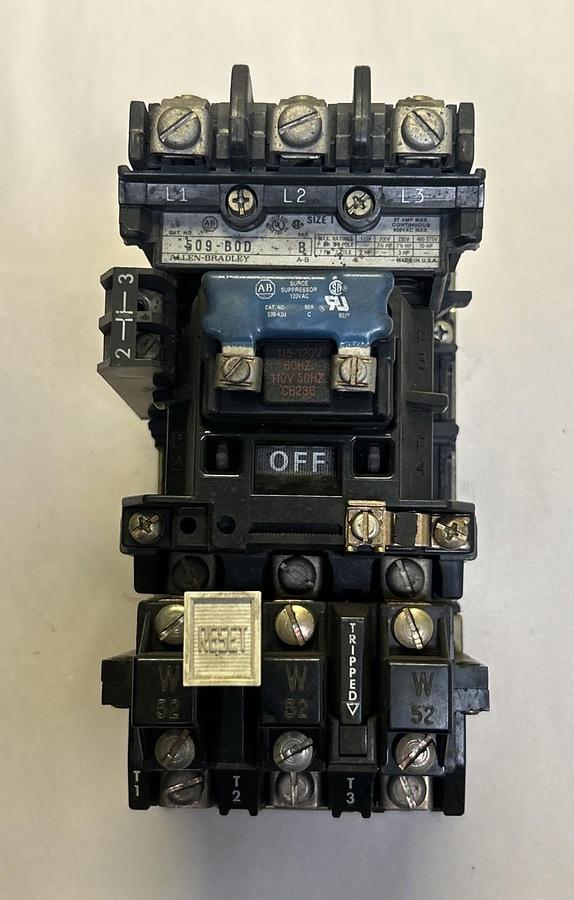 Used ALLEN BRADLEY,509-B0D,STARTER SIZE 1 27A 600V