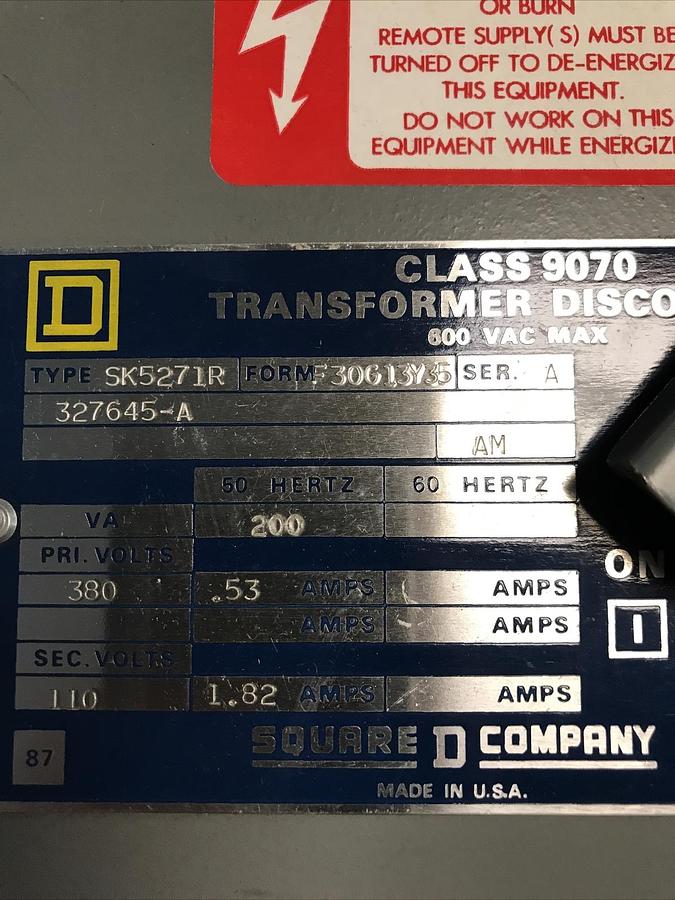 Square D,SK5271R,Transformer Disconnect Series A