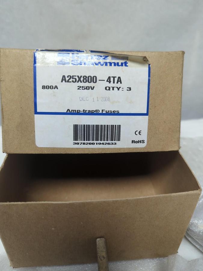 FERRAZ SHAWMUT,A25X800-4TA,AMP-TRAP FUSE 800 AMP 250 V LOT OF 3 NEW