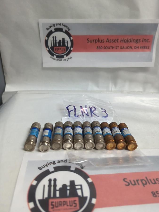 Used LITTELFUSE,FLNR3,TIME-DELAY 3 AMP FUSE LOT OF 10 PRE-OWNED