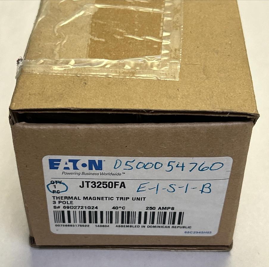 Used EATON,JT3250FA,THERMAL MAGNETIC TRIP UNIT 250A 3P NEW