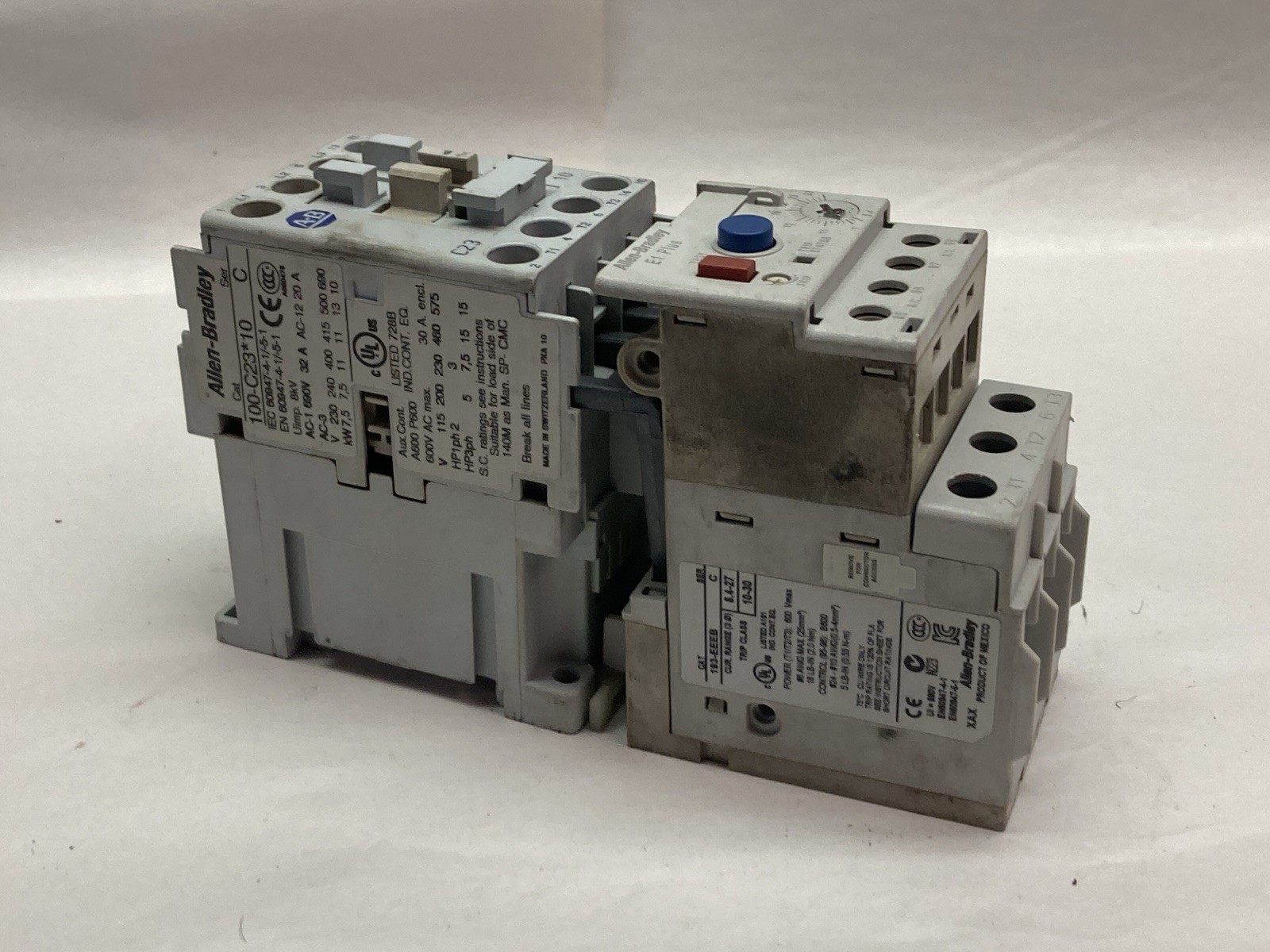 Used Allen-Bradley,100-C23*10,Contactor Ser C w/ 193-EEEB Ser C Overload Relay