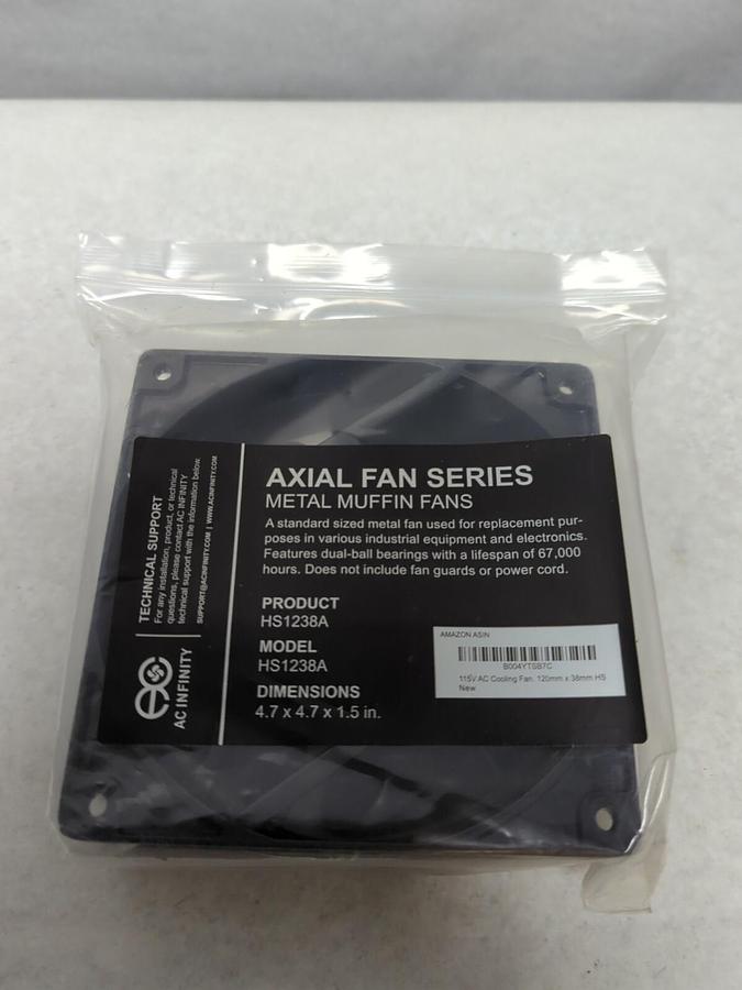 AC INFINITY,HS1238A,AXIAL METAL MUFFIN FAN 4.7X4.7X1.5 INCH NOS