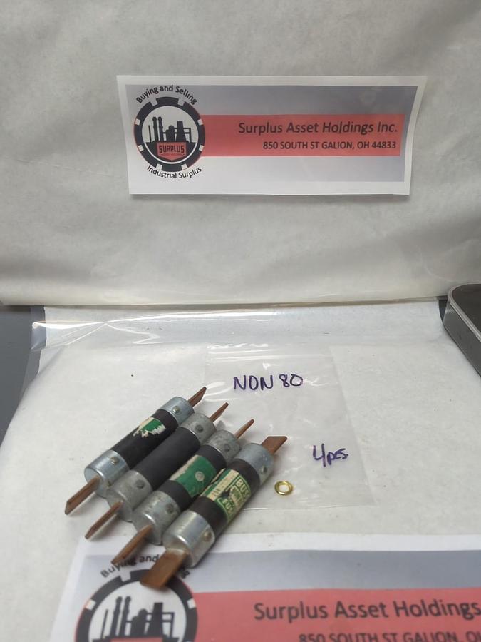 Used COOPER BUSSMANN,NON 80,ONE-TIME 80 AMP FUSE LOT OF 4 PRE-OWNED