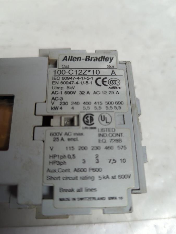 Used ALLEN BRADLEY,100-C12Z*10,CONTACTOR 24V PRE-OWNED