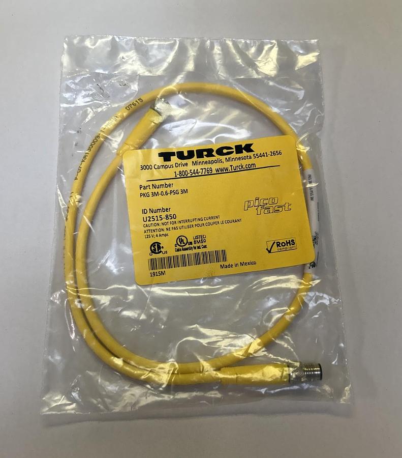 Used TURCK,PKG3M-0.6-PSG,DOUBLE ENDED CORDSET NOS