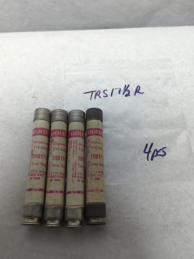 Used GOULD SHAWMUT,TRS17-1/2R,TRI-ONIC 17-1/2 AMP FUSE LOT OF 4 PRE-OWNED
