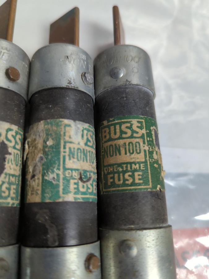 Used COOPER BUSSMANN,NON100,ONE-TIME 100 AMP FUSE LOT OF 3 PRE-OWNED