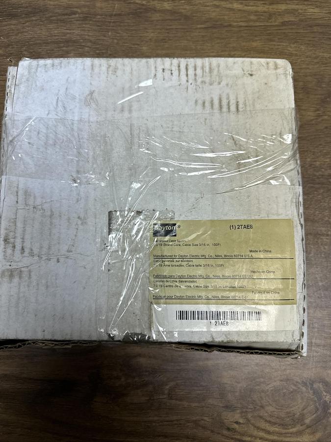 Dayton,2TAE8,Galvanized Cable 3/16" 100' 7x19 Strand