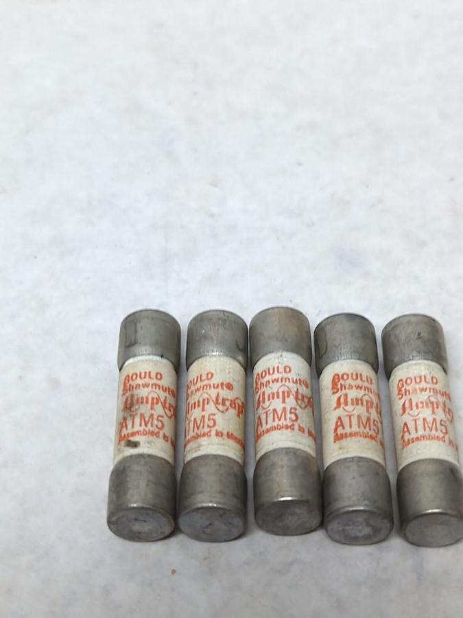 GOULD SHAWMUT,ATM 5,AMP-TRAP 5 AMP FUSE LOT OF 5 NOS