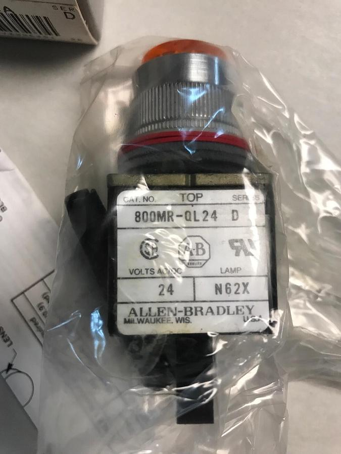 Used Allen Bradley,800MR-QL24A,Series D Amber Pilot light