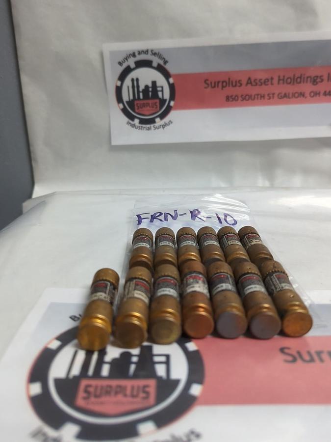 Used COOPER BUSSMANN,FRN-R-10,FUSETRON 10 AMP FUSE LOT OF 13 PRE-OWNED