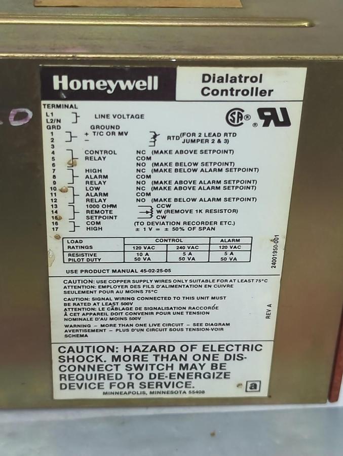 Used HONEYWELL,R7350A 13053,TEMPERATURE CONTROL DIALATROL PRE-OWNED