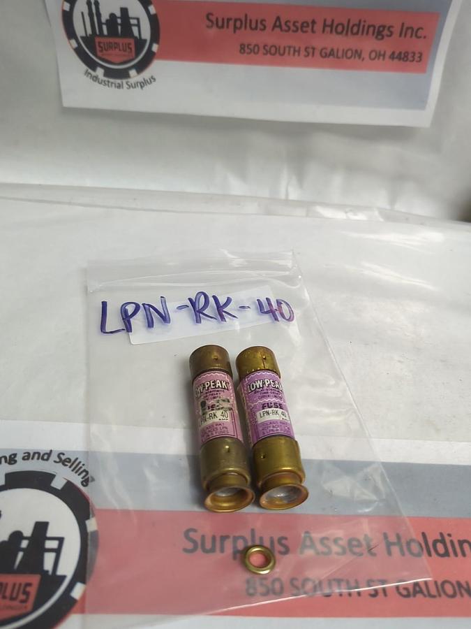 Used COOPER BUSSMANN,LPN-RK-40,LOW-PEAK 40 AMP FUSE LOT OF 2 PRE-OWNED