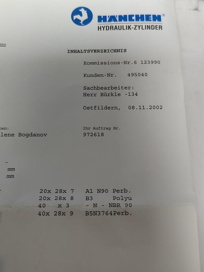 HANCHEN,0229700B,TYPE  DS SEAL KIT 5 PC. 40MM/20MM NOS