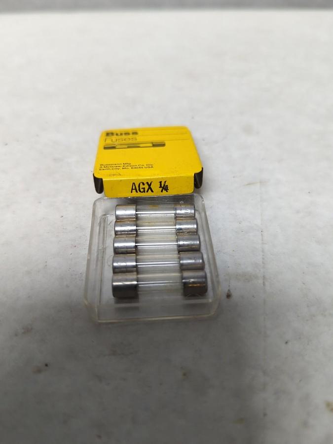 COOPER BUSSMANN,AGX 1/4,GLASS FUSE PACK OF 5 NOS