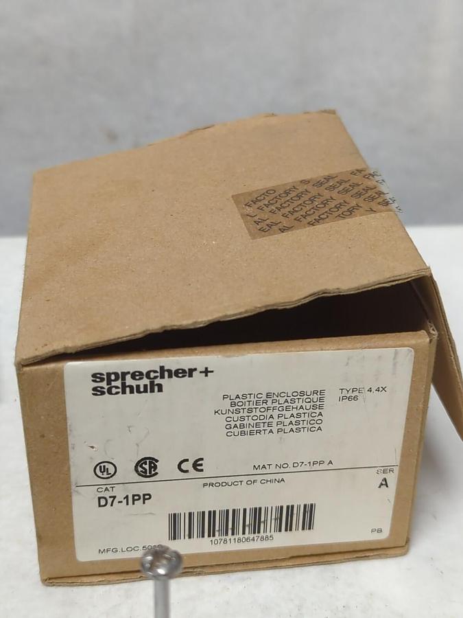 SPRECHER & SCHUH,D7-1PP,PLASTIC ENCLOSURE TYPE 4.4X NOS