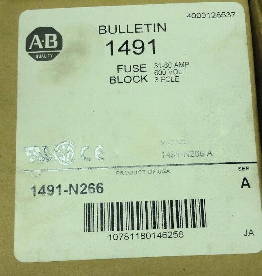 Allen-Bradley,1491-N266,Fuse Block 600V 3 Pole 60A