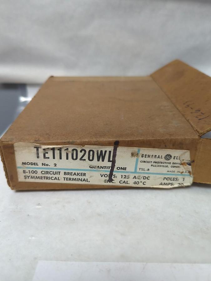 GENERAL ELECTRIC,TE111020WL,CIRCUIT BREAKER 1-POLE 20 AMP NOS