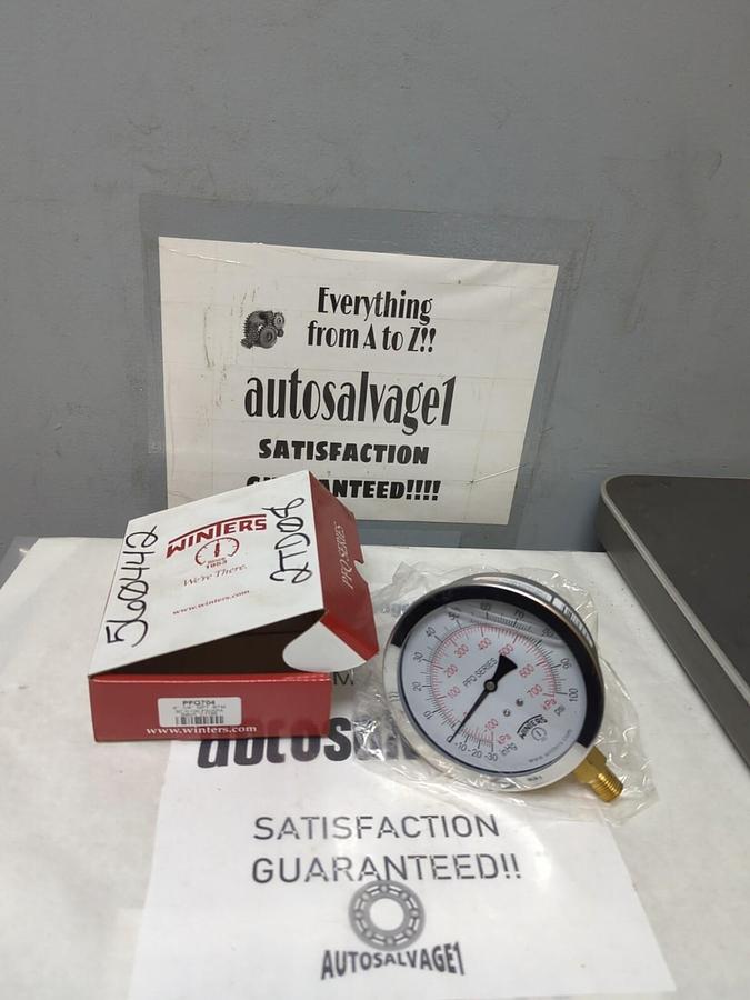 WINTERS,PFQ704,4 IN GAUGE 1/4 IN NPT 30 IN-0-100 PSI/KPA NOS