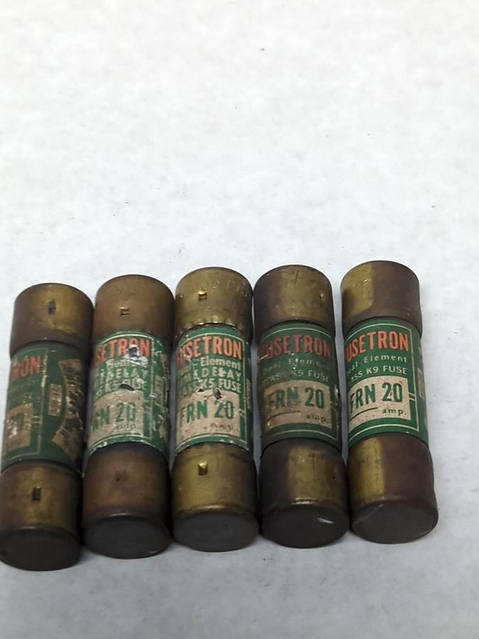 Used COOPER BUSSMANN,FRN-20,FUSETRON 20 AMP FUSE LOT OF 5 PRE-OWNED
