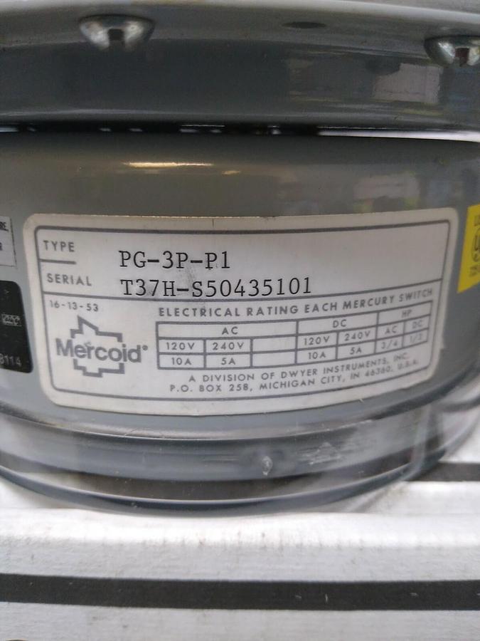 MERCOID,PF-3P-P1,GAS PRESSURE SWITCH NOS