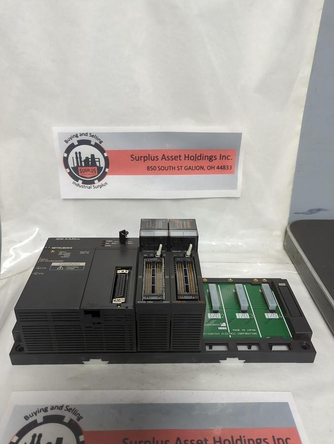 Used MITSUBISHI,A1SJHCPU,CPU UNIT W/ 5-SLOT RACK W/ A1SX42 AND A1SY42 MODULES