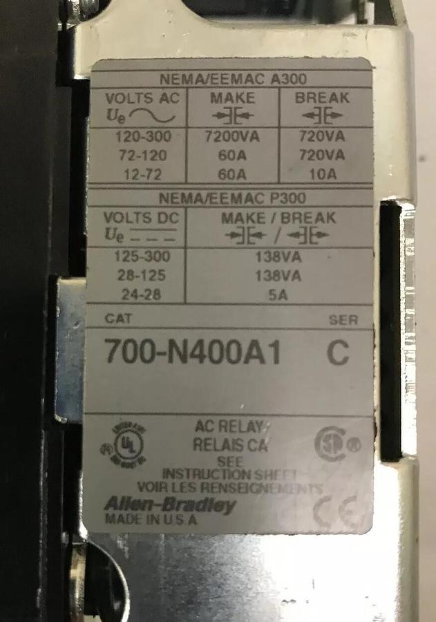 Used Allen Bradley,700-P400A1,Type N Relay lot 2