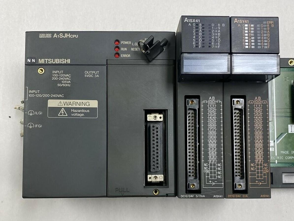 Used MITSUBISHI,A1SJHCPU,Rack W A1SX41 And A1SY41 Modules