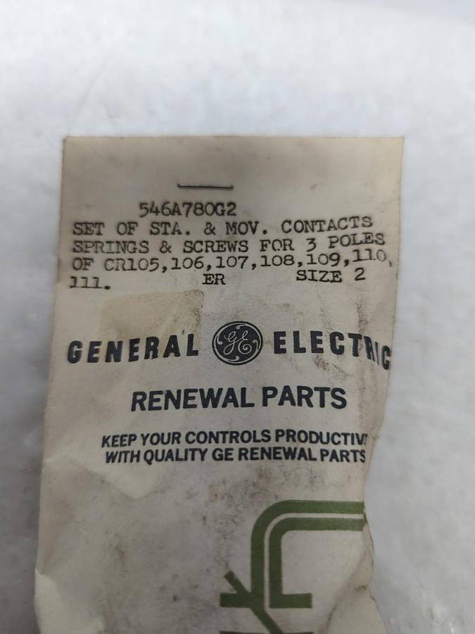 GENERAL ELECTRIC,546A780G2,CONTACT KIT 3-POLE SIZE 2 NOS