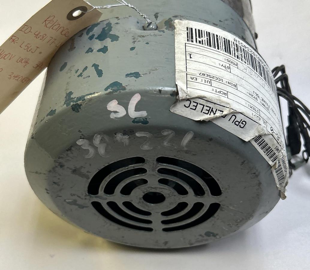 Used RELIANCE,468177-LY,AC MOTOR 3/4HP 3450RPM 460V 3PH L56J FRAME