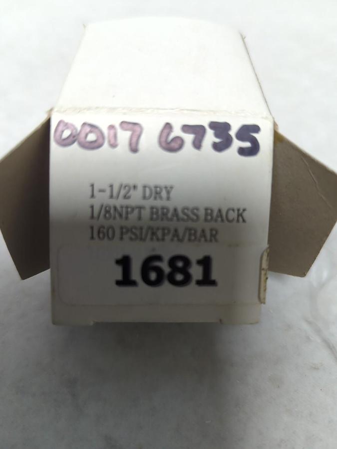 UNBRANDED,1681,1-1/2 INCH DRY BRASS BACK 1/8 NPT GAUGE 160 PSI/KPA/BAR NOS