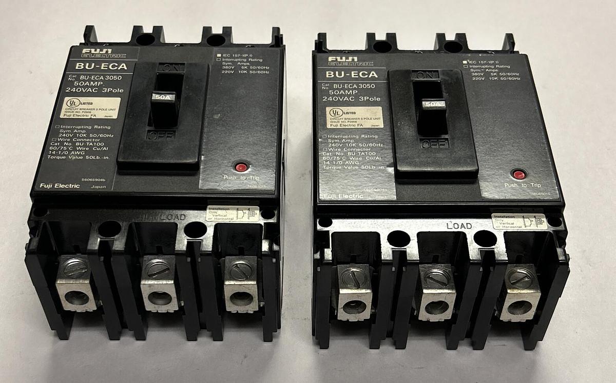 Used FUJI ELECTRIC,BU-ECA-3050,CIRCUIT BREAKER 50A 240V 3P LOT OF 2