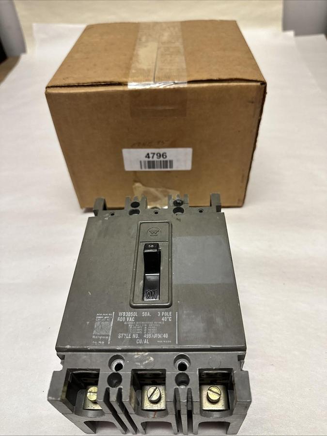 Used Westinghouse,HFB3050L3,50 Amp 3 Pole Circuit Breaker