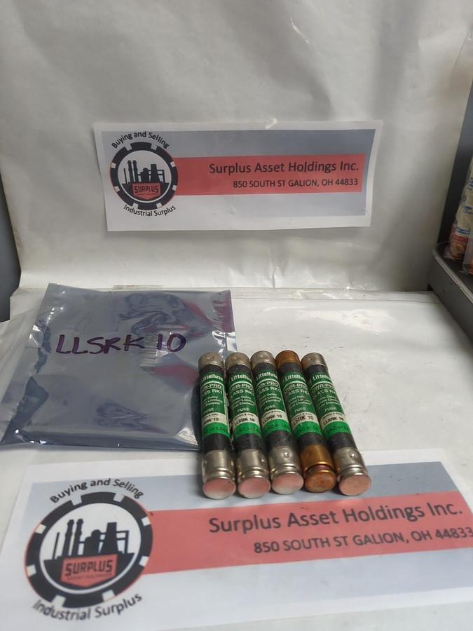 Used LITTELFUSE,LLSRK10,POWR-GARD FUSE 10 AMP LOT OF 5 PRE-OWNED