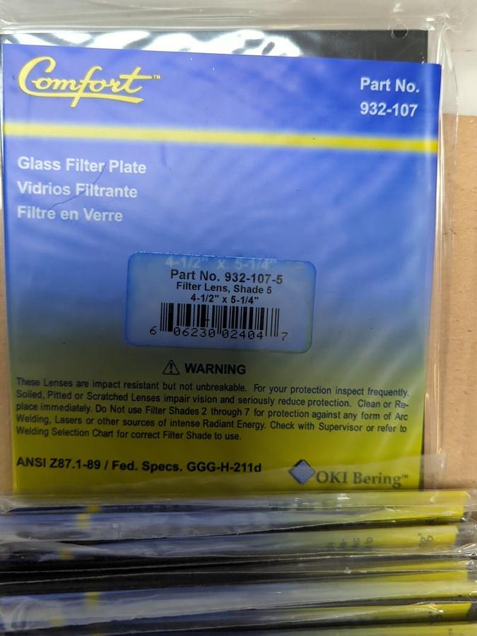 OKI COMFORT,932-107-5,IMPACT RESISTANT FILTER PLATE 4.5X5.25IN SHADE 5 BOX OF 25