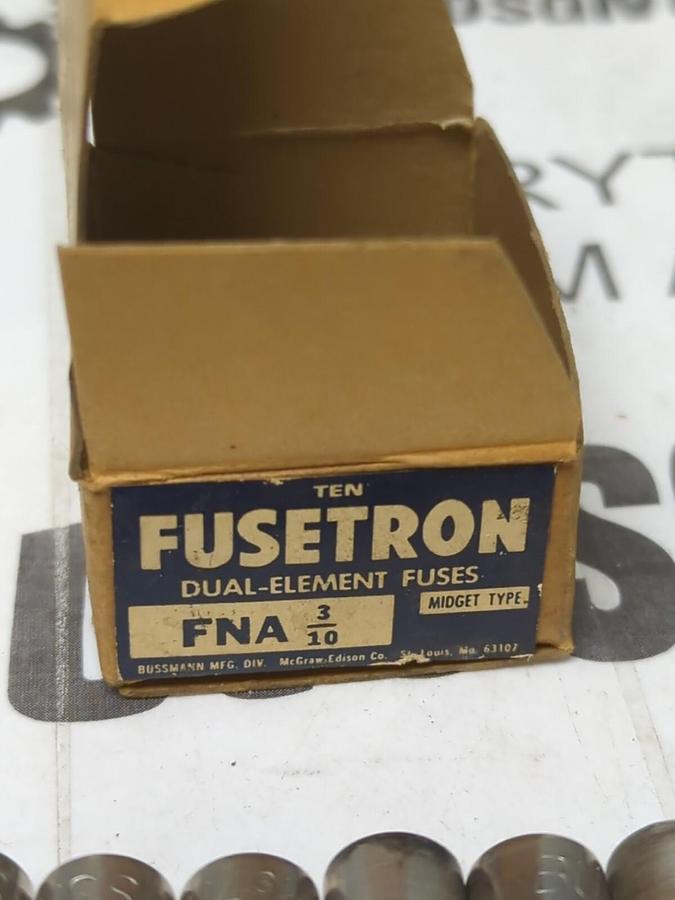 COOPER BUSSMANN,FNA-3/10,FUSETRON 3/10 AMP FUSES BOX OF 10 NEW
