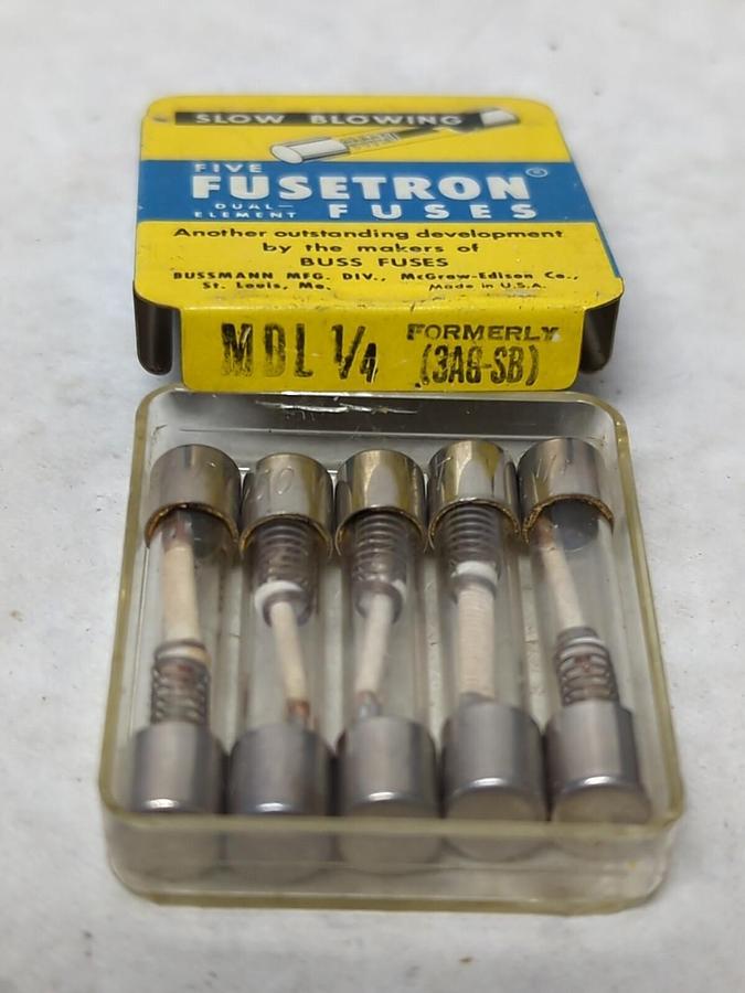 COOPER BUSSMANN,MDL 1/4,GLASS FUSE PACK OF 5 NOS