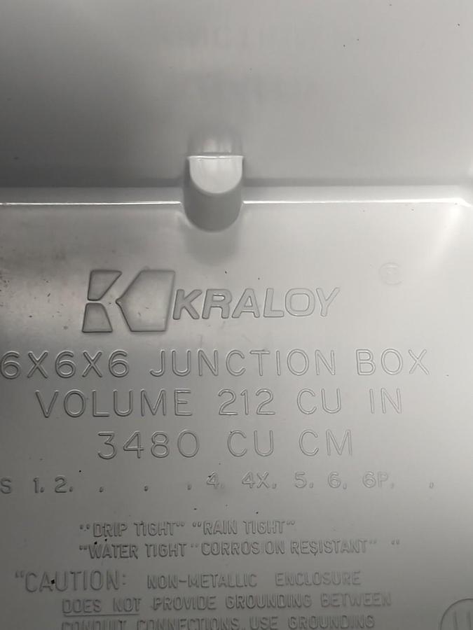 KRALOY,E22530,JUNCTION BOX 6 IN X 6 IN X 6 IN NOS