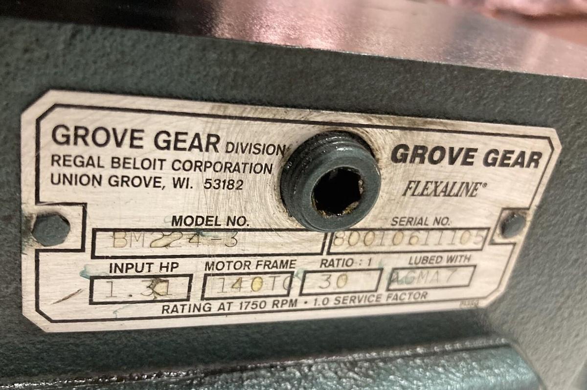 Used Grove Gear,BM224-3,Gear Reducer Ratio 30:1 140TC Frame w/Motor 1/2Hp 1725rpm