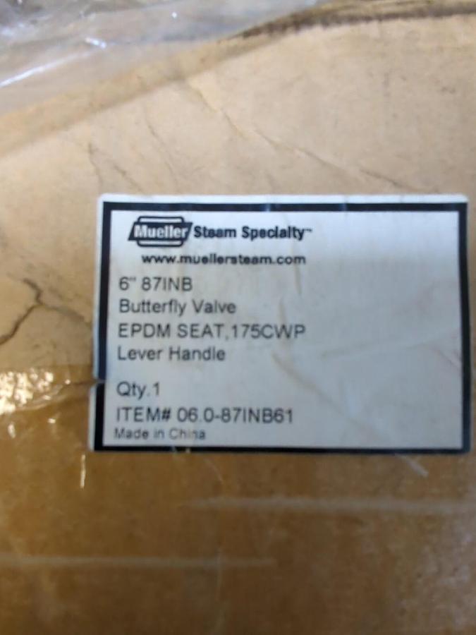 MUELLER,871NB,6 IN BUTTERFLY VALVE EPDM SEAT 175CWP LEVER HANDLE 06.0.871NB61