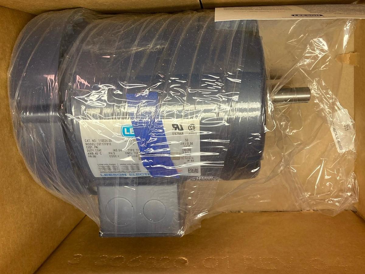 Leeson,F18B C6T17FB1E,3-Phase General Purpose Motor 1725/1450rpm 3/4Hp 56 Frame
