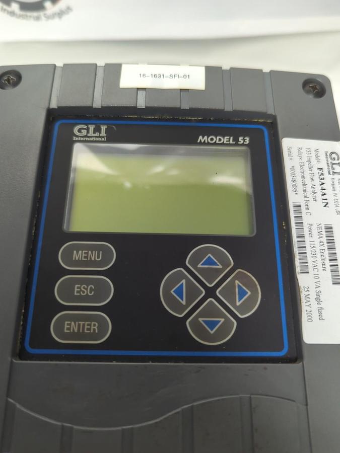 Used GLI,MODEL 53,ULTRASONIC FLOW ANALYZER/ENCLOSURE PRE-OWNED