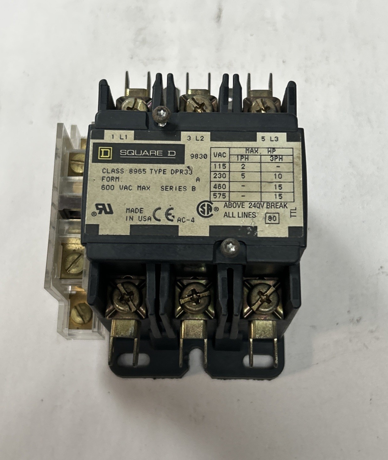 Used SQUARE D,8965DPR33,HOIST CONTACTOR