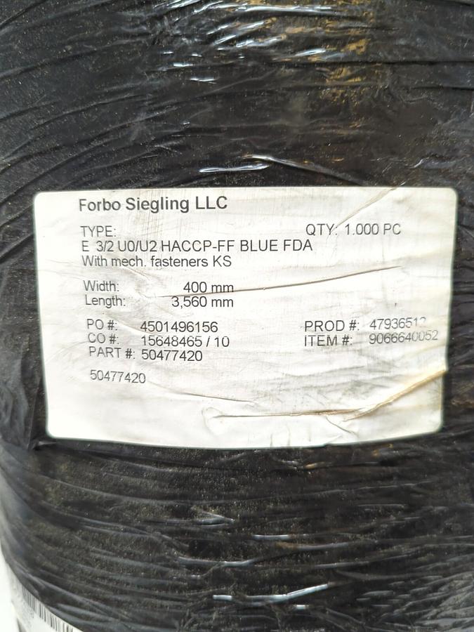 FORBO SIEGLING,50477420,TYPE E 3/2 U0/U2 HACCP-FF BLUE BELT 400X3560 MM NOS