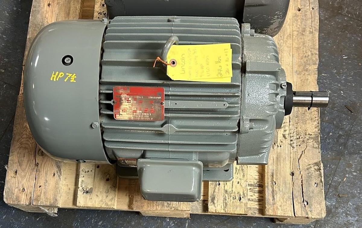 Used LINCOLN,D-4G3454,AC MOTOR 7.5HP 460V 1180RPM 3PH 256U FRAME