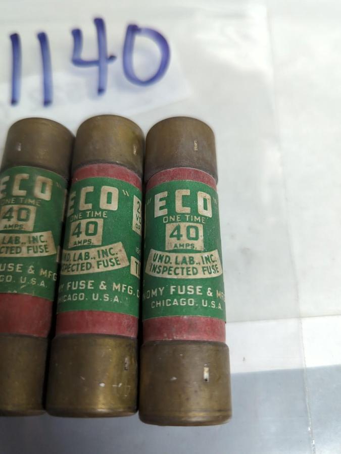 Used ECO,1140,ONE-TIME 3 AMP FUSE LOT OF 3 PRE-OWNED