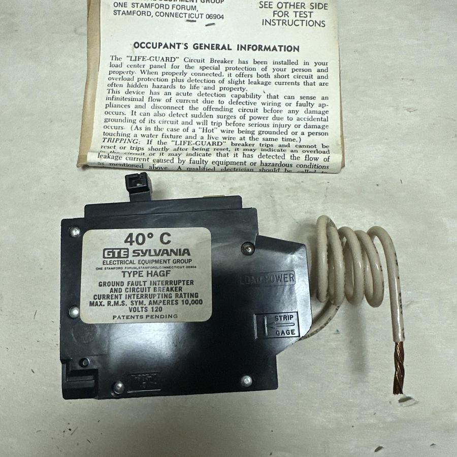 Sylvania,HAGF-15,15 Amp 1 Pole 120VAC IC Line Circuit Breaker