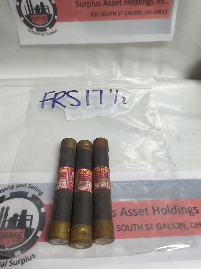 Used COOPER BUSSMANN,FRS-17-1/2,FUSETRON 17-1/2 AMP FUSE LOT OF 3 PRE-OWNED